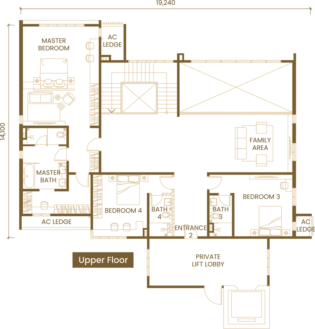 Type G1 upper floor plan